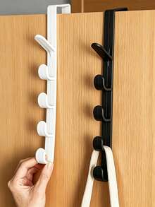 2 piezas Colgador de puerta para dormitorio, estante colgante de ropa, organizador de plástico que va sobre la puerta, ganchos de almacenamiento para el hogar, soporte para bolsos, primavera, minimalista, tops de verano - Multicolor - Ver 1