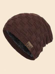 MAKEFGE 1pc Unisex Outdoor Casual Fashion Warm Personalized Streetwear Autumn/Winter Thermal Lined Thick Knit Beanie Hat Suitable For Daily Wear - F & S Standard - View 22