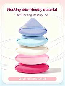 5pcs Loose Powder Puff Set, Cushion Sponge Puff, Triangle Puff, Ultra Soft Crystal Velvet Set, Skin-Friendly Soft Loose Powder Puff, Makeup Sponge, Makeup Tools, Travel Essential, High Cost-Performance - Multicolor - View 5