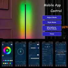 LED Corner Floor Lights -16Million DIY Color Changing, RGB Smart Modern Lights With Remote Control And APP Control, USB Power Supply, Four Modes With Music, Game Room, Living Room Office And Party Decor - Black - View 7