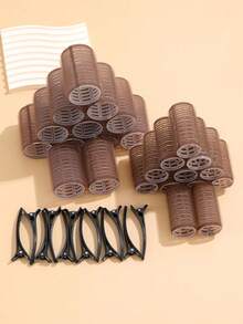 Self-Adhesive Hair Roller Set Size S Salon-Grade Hair Curler Suitable For DIY Hairstyle Design Heatless Hair Curlers - Coffee Brown - View 5