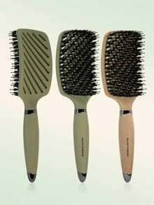 1pc Boar Bristle Anti-Static Scalp Massage Hollow Styling Comb Hair Salon Tool Gift - Multicolor - View 1