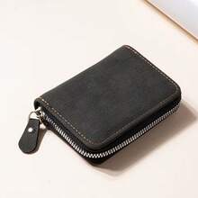 Dompet Kartu Minimalis Retro Matte Unisex dengan Resleting, Dompet SIM Kapasitas Besar dengan Banyak Slot, Dompet Koin Pendek Portabel Baru untuk Pria - MultiWarna - View 7
