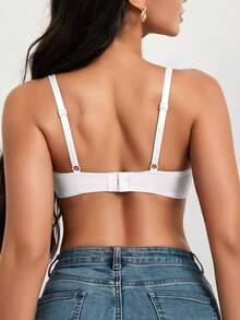 1pc Women's Deep V Push-Up Bra - Padded Seamless Underwire Bra, Smooth Solid Color T-Shirt Bra, Comfortable Lift, Invisible Fit - White - View 12