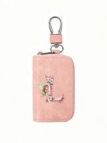Pink Zipper Key Pouch With Little Elf Flower Letter, Matte Leather, Functional Key Pouch Suitable For Car, Home And Office - Perfect For Graduation, Teacher's Day - Neutral Design, Travel Accessory, Elegant Jewelry, Premium Craftsmanship, Professional Accessory, Perfect Gift For Classmates And Friends, Realistic, Mini, Minimalist Style, Perfect Wedding And Holiday Gift Or Accessory For Women's Handbag, Keychain, Valentine's Day Gift, Ideal Choice For Graduation Ceremony And Teacher's Day - Multicolor - View 22