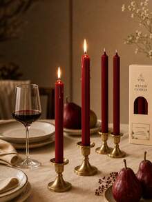 10/6/4pcs White Roman Column Long Stem Aromatherapy Candle Set, Soy Wax Blend Material, 4-6 Hours Long-Lasting Burning Candles, No Black Smoke, Wedding/Home Decor Aromatherapy Candles, Valentine's Day Home Decor Candles - Burgundy - View 5