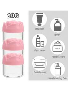 1/12/24/36pcs Plastic Cosmetic Cream Containers Empty Round Transparent Jars With Rose Lid Reusable Empty Cream Jars Mini Cosmetic Containers Suitable For Cream, Lotion Plastic Cosmetic Container Jars Empty Cream Containers Travel Cream Containers 20g - Multicolor - View 8