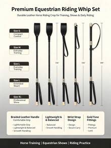 Equestrian Training Supplies, Durable Short Horse Whip, Suitable For Training, Competition And Daily Riding; Equestrian Training Horse Whip; Party Performance Horse Whip, Solid Horse Whip, 1pc. Premium Equestrian Riding Horse Whip - Black - View 9