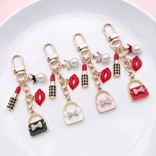 2pcs/Set (Chain + Clip) New Women's Fashion Creative Phone Lanyard Outdoor Travel Fashion Decoration Bag Charm Key Chain Jewelry Accessory Pendant Phone Strap Gift - Scented Lipstick - View 8
