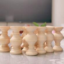 Unfinished Wood Spindle Balusters 20 Packs, 6*2.5cm Natural Wooden Decorative Turned Columns, DIY Craft Furniture Railing Cabinet Ornament Accessories - Multicolor - View 3