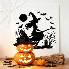 4pcs Halloween Witch Pattern Hollow Stencil Set, Washable And Reusable, Witch Pumpkin, Bat, Dead Tree, Moon Patterns, Suitable For Wooden, Canvas, Wall DIY Painting, Halloween Home Decor - Sets - View 7