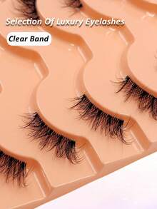 14 Pairs Half-Length False Eyelashes, Natural Soft Fluffy Faux Mink Lashes, Transparent Stem, Criss-Cross Style, Outer Corner Lashes, Suitable For Daily Makeup, Beginner-Friendly - Black - View 5