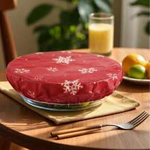 3pcs Christmas Snowflake Pattern Beeswax Bowl Covers, Reusable Sourdough Bread Fermentation Covers, Suitable For 7-10 Inch Bowls, Washable Dough Fermentation Pads, Home Baking Kitchen Fridge Storage Box Lids, Food Fruit Leftover Covers - Red - View 5