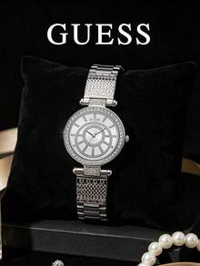 GUESS Women Square Paved Crystal Wrist Watch GW0472L2 Gold‑Tone Stainless Steel Bracelet Multi‑Function Quartz Watch Gift Box - WATCH - View 15