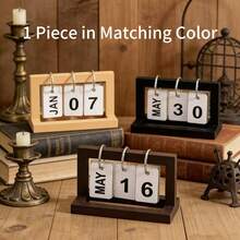 1pc Modern Minimalist Wooden Flip Calendar Perpetual Calendar Bedroom Desk Decor Holiday Gift Desk Calendar - Multicolor - View 9