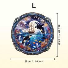 1pc Shiny Ocean Wooden Asymmetrical Puzzle, Animal Shaped 2D Puzzle Toy, Suitable For Children And Adults, Educational Game, Party, Holiday, Christmas And Birthday Gift, Unique Magic Tabletop Decor Creative Wooden Puzzle Gift - Multicolor - View 12