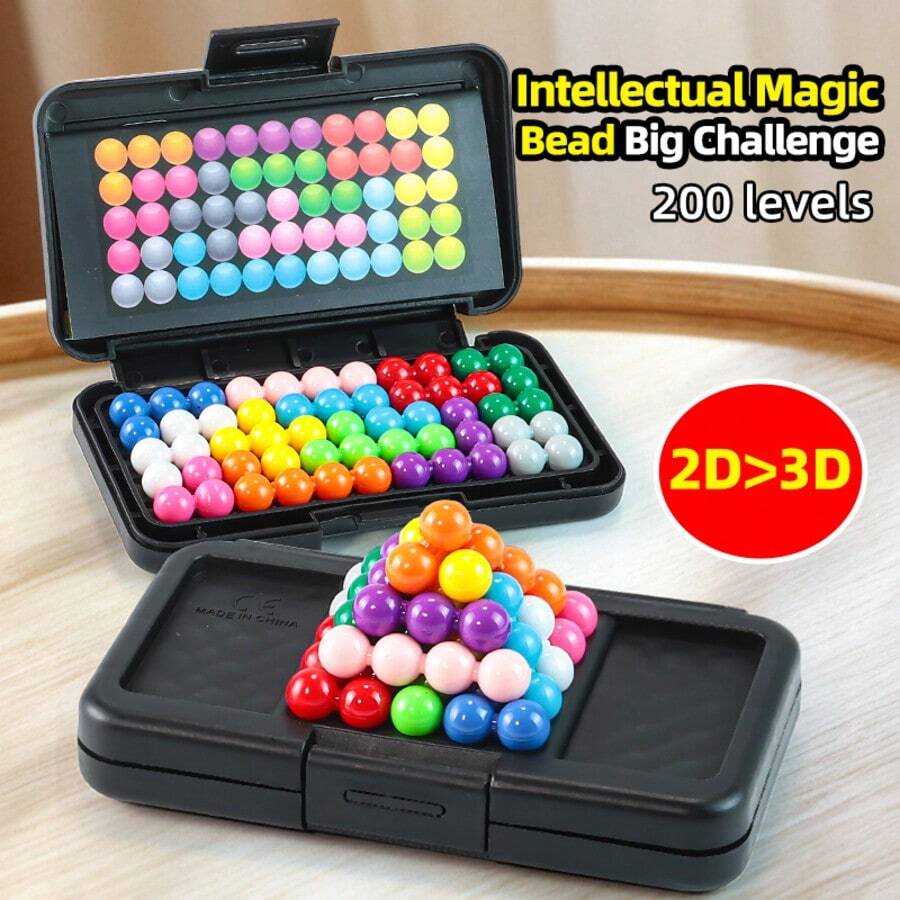 [Brain Upgrade]Smart Magic Beads 3D Puzzle | Geometric Physics Educational Toy | STEM Teaching Aid + Plastic Storage Box | Portable Stress Relief Desktop Toy