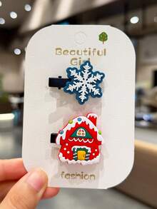 10pcs/Set Kids Christmas Cute Hair Accessories Girls Side Hair Clips Bangs Clips Santa Claus Hair Clips Accessories (Random Color) - Multicolor - View 9
