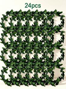 100pcs 60pcs 24PCS 20pcs 12pcs 8pcs 6pcs 4pcs 2pcs Artificial Vine Napkin Rings PVC Leaf Metal Wire Evergreen Green Leaf Wreath Napkin Rings, Decorative Napkin Rings, Suitable For Birthday, Farm, Wedding, Restaurant, Hotel, Valentine's Day, Banquet, Buffet Table Decoration, Party Supplies, Home Kitchen Dining Table Decoration - Green - View 5