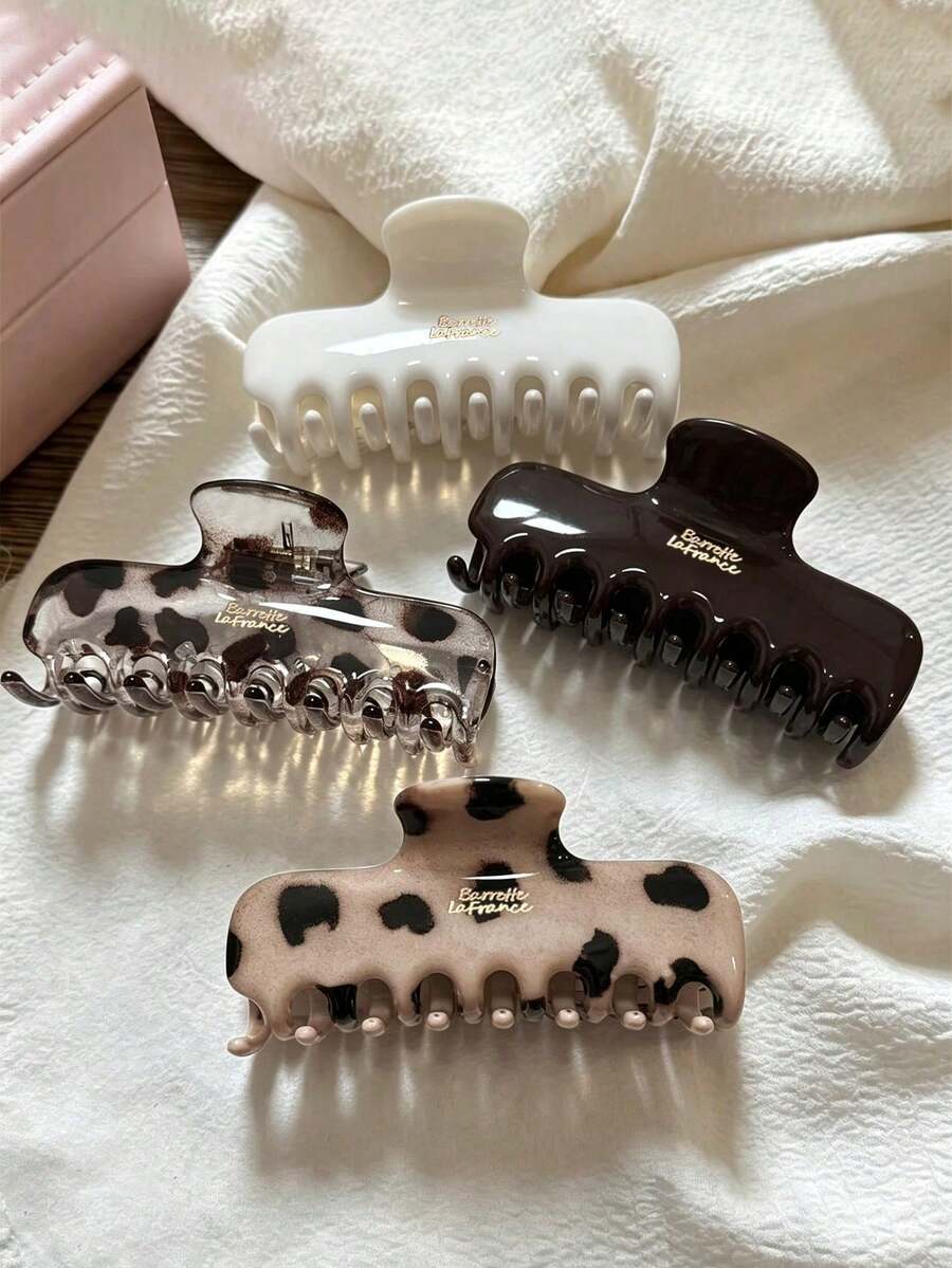 4件/1件 女款11.5cm/4.52in 白色棕色卡其色玳瑁紋髮夾 輕量塑料髮夾 時尚百搭 高端優雅 極簡風格 純色髮爪 浴室髮飾 適合日常出門休閒派對通勤海灘度假 紮髮馬尾盤髮洗臉沐浴化妝搭配衣著使用 髮飾髮夾(金標為單面) - 彩色 - 查看 1