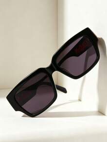 Alexander McQueen Large Square Vintage Black Thick Frame Sunglasses For Men, UV400 Protection Fashionable Shades - Red - View 9