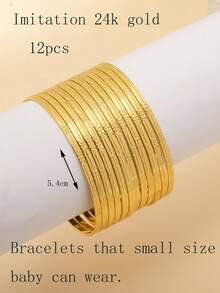 12 buah Gelang Tipis Berkilau Indah dengan Desain Unik, Elegan, dan Chic, Motif Bunga Terukir, Dapat Ditumpuk - MultiWarna - View 19