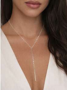 FOREVER QUEEN 925 Sterling Silver Minimalist Personalized Hip-Hop Lip Chain Tassel Pendant Y-Shaped Necklace Sweater Chain Gift Box Set - Y Chain - View 2
