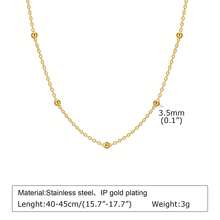 1pc Fashion Stainless Steel Bead Chain Necklace 18K Gold Color For Women, Daily Wear, Gift Jewelry - Gold - View 6