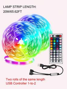 Bedroom LED Strip Lights, 3.28ft (1 Roll) ~ 98.42ft (2 Rolls) RGB LED Strip, With Infrared 44-Key Remote Control, USB 5V LED Strip, With Adhesive Backing, Adjustable Color, Bedroom Party Decoration - 3535RGB - View 16