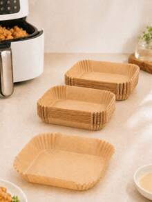 25/50/100pcs Disposable Air Fryer Liners Square Non-Stick Baking Paper Liners, Suitable For 5-8L Air Fryers, Perfect For Baking, Roasting, Microwave Cooking, Mother's Day Kitchen Decor - Multicolor - View 1