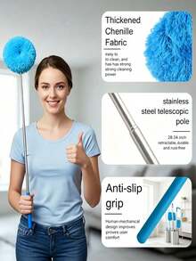 Extendable Ultra-Fine Fiber Ceiling Fan Duster Cleaner Adjustable From 13 To 31.5 Inches Washable Suitable For High Ceilings Furniture Car Cleaning Fan Cleaner Multipurpose Dust Cleaner Easy To Clean Dust Household Items Cleaning Tools Back To School - A - View 4