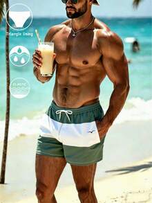 2-In-1 Men's Classic Slim Fit Swim Trunks Beach Swimming Shorts - Multicolor - View 9