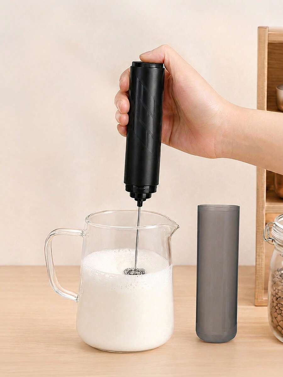 1pc Battery Electric Milk Frother, Dual Stirring Head Milk Frother, 30 Seconds Fast Creation Of Barista-Grade Micro Foam, Portable Travel Milk Stirrer, Suitable For Latte, Cappuccino, Hot Chocolate And Homemade Coffee Drinks, Battery Not Included