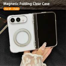 Casing Ponsel Lipat Anti-Kuning Bening Kristal dengan Perlindungan Engsel Pegas, Penyangga Putar 360°, Mendukung Pengisian Daya Nirkabel Magnetik, Kompatibel dengan Galaxy Z Fold 8/Fold 8 Ultra/Fold 7/Fold 6, Kompatibel dengan iPhone Ultra Fold - Clear - View 5