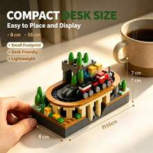 Mountain Train Building Blocks Set, Circular Track Mini Scenery Model, Fun Desktop Display, Collectible Gift For Birthday, Halloween, Christmas, Thanksgiving For Adult Hobby Collectors - Multicolor - View 3