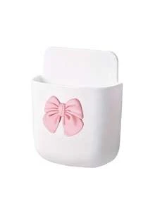 Cute Bow Wall-Mounted Storage Box, No-Drill Wall-Mounted Storage Box, Plastic Organizer Rack, Suitable For Bedroom, Study And Office, Space-Saving Small Item Decoration, Can Hold Phone, Remote Control, Small Tools, Multi-Scenario Use, Home Essential, Creative Gift For Family And Friends - Multicolor - View 7