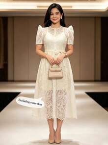 1pc Solid Color Women's Spaghetti Strap Dress, Without Outer Layer - Champagne - View 5