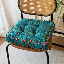 Bohemian Floral Pattern Thickened Linen Floor Mat, Soft Non-Slip Breathable Tatami Window Sill Slouchy Seat Cushion, Comfortable Meditation Pad, Suitable For Living Room, Bedroom, Balcony, Home Daily Use - Cushion - View 15