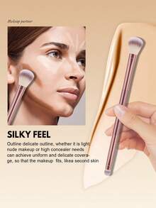 8 Pcs Double Ended Pearlescent Pink Makeup Brushes Kit, 2 Large Size Brushes Included, Exquisite Shiny Handle, Soft Dense Bristles For Blush, Contour And Daily Eyeshadow Blending Work. - Multicolor - View 3