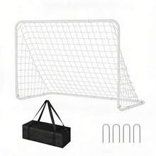 Fußballtor mit Stahlrahmen und PE-Netz – Fußballtor für Garten und Training - Weiß 02 - Übersicht 1