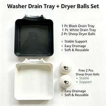 2pcs Washing Machine Drain Tray Set, Free Laundry Balls, Thickened PP Plastic Water Collection Tray, Leak-Proof & Overflow-Proof Water Tray, Reusable Home Accessory, Suitable For Drum Washing Machine Maintenance - Durable Version - View 15