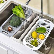 Expandable Sink Strainer Basket, Adjustable Sink Colander With Handle, Retractable Plastic Filter Basket, Suitable For Washing Vegetables And Fruits, Kitchen Food Preparation And Storage - View 4
