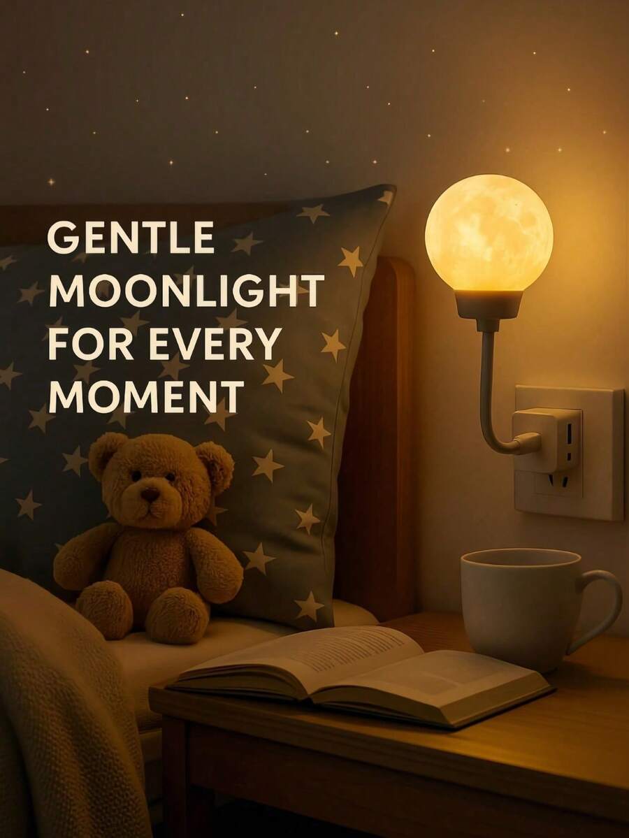 USB Moon Night Light, USB Plug-In Decorative Lamp With Voice Control, Suitable For Bedroom Bedside, Creating Atmosphere Or As A Sleep Light; Also Can Be Used For Garden Yard Decoration, Holiday Decoration And Party Lighting; Exquisite Holiday Gift, Suitable For Giving To Friends And Family. - Moon - View 1