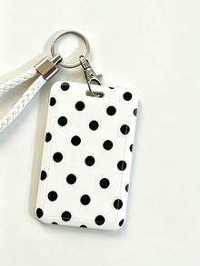 Fashionable Personalized Polka Dot Pattern Retractable Card Holder/Keychain Pendant/Bag Charm, Student ID & Transit Card Protective Case, Suitable For Office Workers And Students Daily Use - Multicolor - View 12