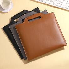 A4 PU Leather Document Holder Portfolio Folder, Large Capacity Handheld Business Briefcase File Organizer For Office School Travel Document Storage - Single Piece - View 8