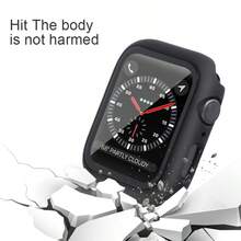 2-In-1 Watch Band & Protective Case Set, Black Soft Comfortable Silicone Sports Watch Band, Ultra-Thin Tempered Glass Screen Protector, Compatible With Series Ultra/SE/11/10/9/8/7/6/5/4/3/2/1, Band Size 38/40/41/42/44/45/46/49mm - Black - View 3