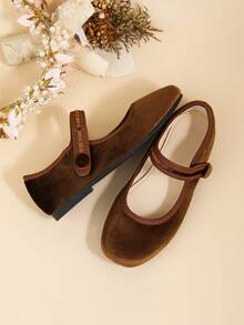 Elegant Girls' Mary Jane Flats For Mid-Child And Older Children, Suitable For Indoor Parties And Banquets In Autumn/Winter, Pairs Well With Dresses - Brown - View 6