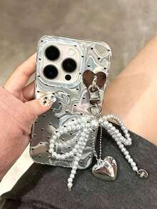 Heart‑Shaped Adhesive Phone Case Hook, Rotatable Lobster Clasp DIY Paste‑On Hanger, Universal Phone Chain Wrist Strap Charm Accessory For Decorating Phone Cases - Multicolor - View 3