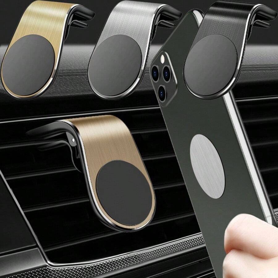 L-Shaped Magnetic Car Mount Clip For Air Vent, Quick Installation, 360° Free Rotation View Adjustment, Strong Magnetic Adsorption Stable Without Screen Shake, High-Quality Durable Structure, Practical Car Mount For Driving Navigation And Screen Viewing - L-shaped Magnetic Car Air Vent Mount - View 1