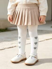 4 Pairs Girls' Solid Color Tights With Heart Pattern, Sweet And Cute, Suitable For School And Daily Outfit Matching, All-Season Versatile Leggings - Multicolor - View 10